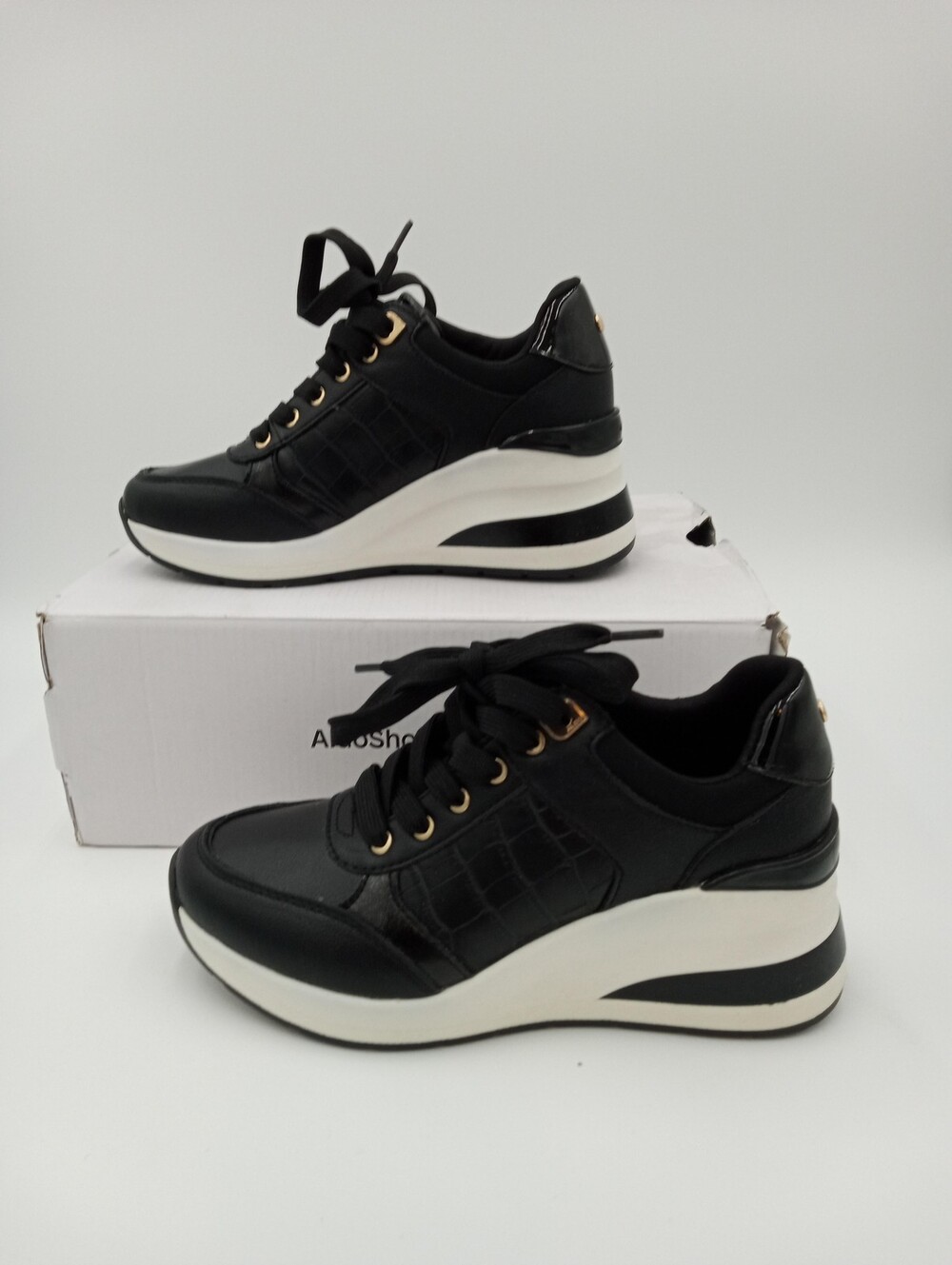Aldo Iconistep Shoes Womens Size 5 Black Platform Fashion Sneaker Pillow Walk